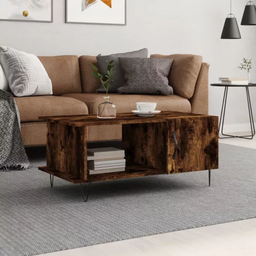 vidaXL füstös tölgy színű szerelt fa dohányzóasztal 90 x 50 x 40 cm
