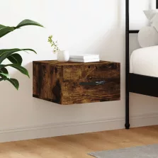   vidaXL füstös tölgy színű falra szerelhető éjjeliszekrény 35x35x20 cm