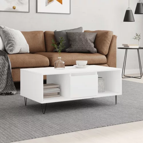 vidaXL fehér szerelt fa dohányzóasztal 90 x 50 x 36,5 cm