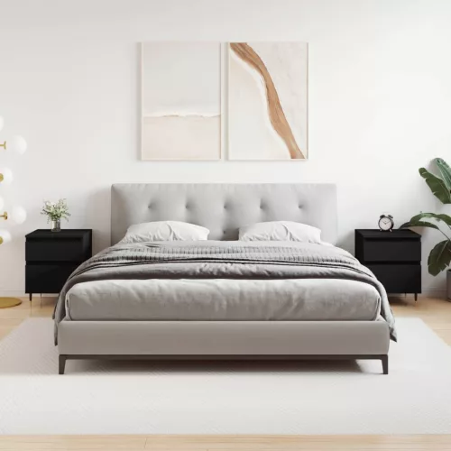 vidaXL 2 db fekete szerelt fa éjjeliszekrény 40 x 35 x 50 cm