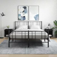   vidaXL 2 db fekete szerelt fa éjjeliszekrény 40 x 35 x 50 cm
