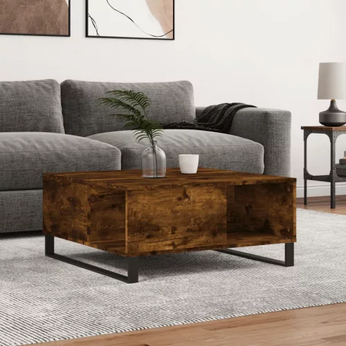 vidaXL füstös tölgy színű fatermék dohányzóasztal 80x80x36,5 cm