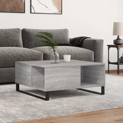 vidaXL szürke sonoma színű szerelt fa dohányzóasztal 80 x 80 x 36,5 cm