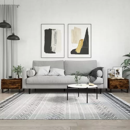 vidaXL 2 db füstös tölgy szerelt fa dohányzóasztal 50 x 46 x 35 cm