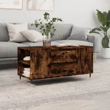   vidaXL füstös tölgy színű szerelt fa dohányzóasztal 102x44,5x50 cm