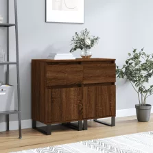  vidaXL 2 db barna tölgy színű szerelt fa tálalószekrény 40x35x70 cm