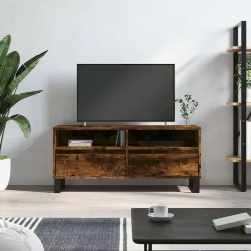 vidaXL füstös tölgy színű szerelt fa TV-szekrény 100x34,5x44,5 cm