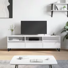   vidaXL magasfényű fehér szerelt fa TV-szekrény 150 x 30 x 44,5 cm
