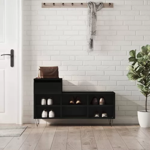 vidaXL fekete szerelt fa cipősszekrény 102x36x60 cm