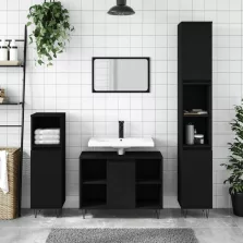   vidaXL fekete szerelt fa fürdőszobaszekrény 30 x 30 x 100 cm