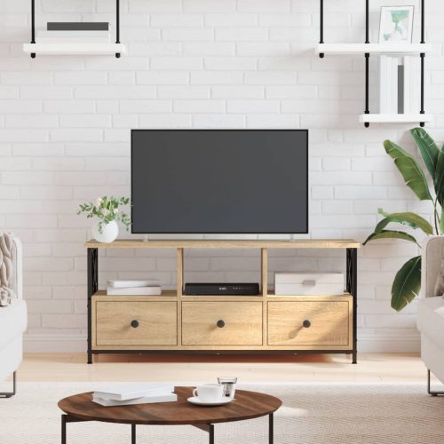 vidaXL sonoma tölgyszínű szerelt fa és vas TV-szekrény 102x33x45 cm