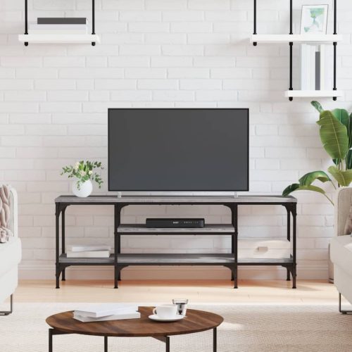 vidaXL szürke sonoma színű szerelt fa és vas TV-szekrény 121x35x45 cm