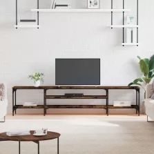   vidaXL füstös tölgy színű szerelt fa és vas TV-szekrény 201x35x45 cm