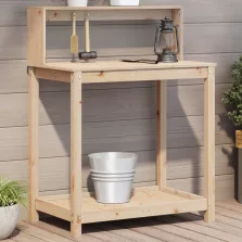   vidaXL tömör fenyőfa ültetőasztal polccal 82,5 x 50 x 109,5 cm
