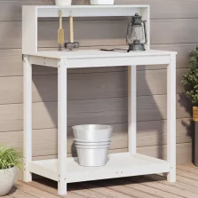   vidaXL fehér tömör fenyőfa ültetőasztal polccal 82,5 x 50 x 109,5 cm