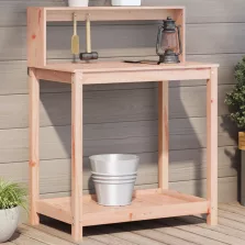   vidaXL tömör duglászfenyő ültetőasztal polccal 82,5 x 50 x 109,5 cm