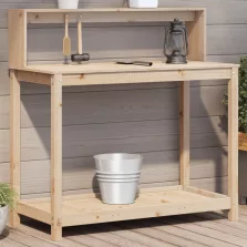   vidaXL tömör fenyőfa ültetőasztal polccal 108 x 50 x 109,5 cm