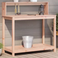   vidaXL tömör duglászfenyő ültetőasztal polcokkal 108 x 50 x 109,5 cm