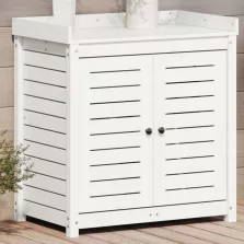   vidaXL fehér tömör fenyőfa ültetőasztal polccal 82,5 x 50 x 86,5 cm