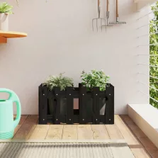   vidaXL fekete tömör fenyő növénytartó léces kialakítással 60x30x30 cm