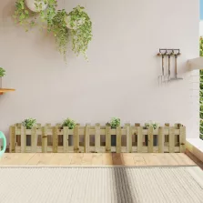   vidaXL impregnált fenyőfa kerti magaságyás kerítéssel 200x30x30 cm