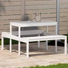   vidaXL fehér tömör fenyőfa piknik asztal 110 x 134 x 75 cm