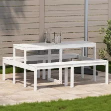   vidaXL fehér tömör fenyőfa piknik asztal 160 x 134 x 75 cm