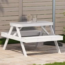   vidaXL fehér tömör fenyőfa piknik asztal 105 x 134 x 75 cm