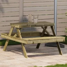 vidaXL impregnált fenyőfa piknik asztal 105 x 134 x 75 cm
