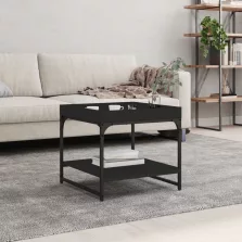   vidaXL fekete szerelt fa dohányzóasztal 49,5 x 49,5 x 45 cm