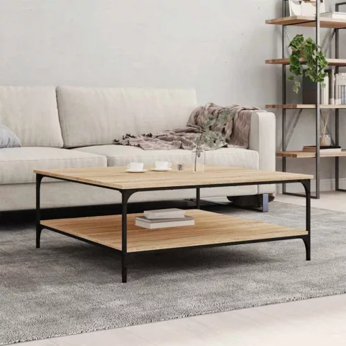 vidaXL sonoma tölgy színű szerelt fa dohányzóasztal 100x100x40 cm