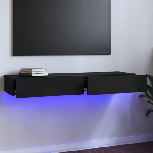 vidaXL fekete TV-szekrény LED-világítással 120 x 35 x 15,5 cm