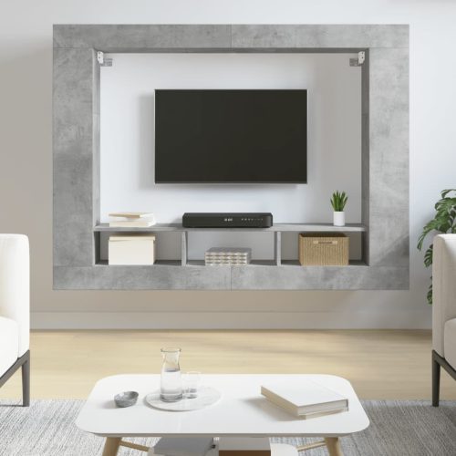 vidaXL betonszürke szerelt fa TV-szekrény 152x22x113 cm