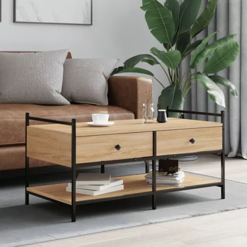 vidaXL sonoma tölgy színű szerelt fa dohányzóasztal 99x50x50 cm