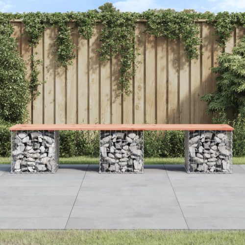 vidaXL tömör duglászfenyő gabion kerti pad 203x44x42 cm