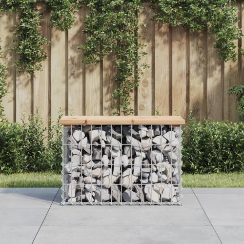 vidaXL tömör fenyőfa gabion kerti pad 63x31,5x42 cm