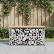 vidaXL tömör fenyőfa gabion kerti pad 83x31,5x42 cm
