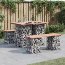   vidaXL tömörfa kerti asztal gabion mintával 100 x 70 x 72 cm Douglas