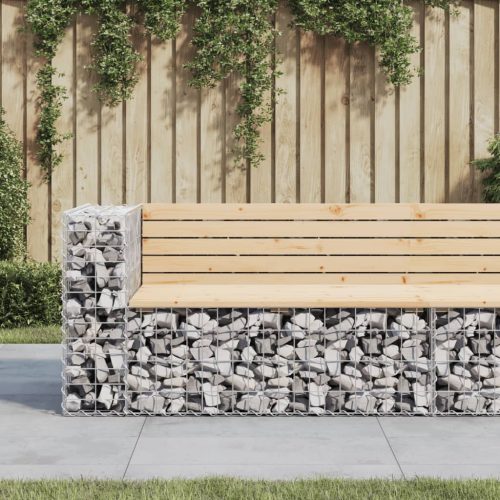 vidaXL tömör fenyőfa gabion kerti pad 122x71x65,5 cm