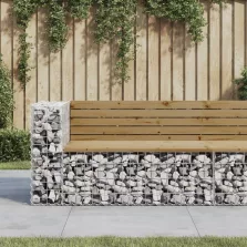   vidaXL tömör impregnált fenyőfa gabion kerti pad 122x71x65,5 cm
