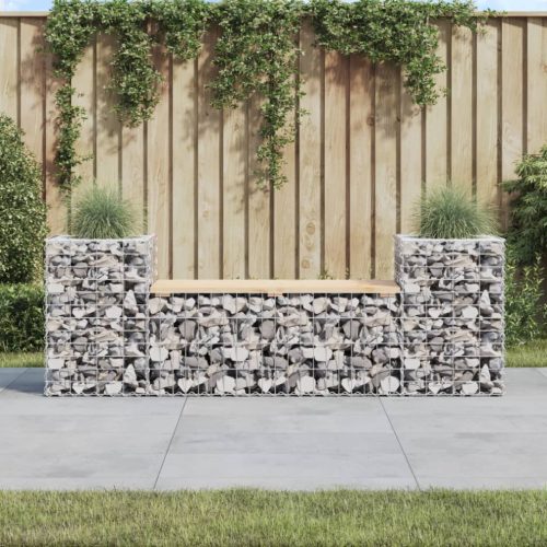 vidaXL tömör fenyőfa gabion kerti pad 183x41x60,5 cm