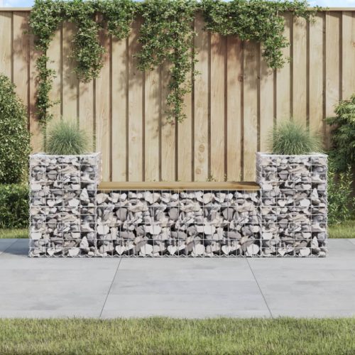 vidaXL tömör impregnált fenyőfa gabion kerti pad 183x41x60,5 cm