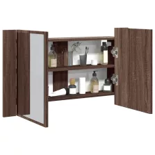  vidaXL barna tölgy akril LED-es tükrös fürdőszobaszekrény 80x12x45 cm