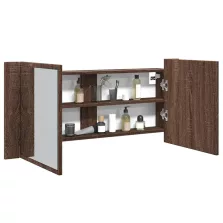   vidaXL barna tölgyszínű LED-es tükrös fürdőszobaszekrény 100x12x45cm