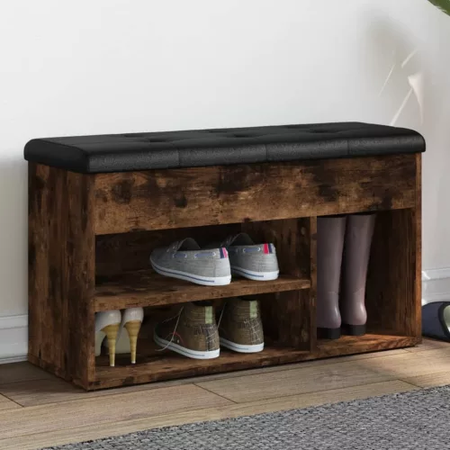 vidaXL füstös tölgy színű szerelt fa cipőtároló pad 82 x 32 x 45,5 cm