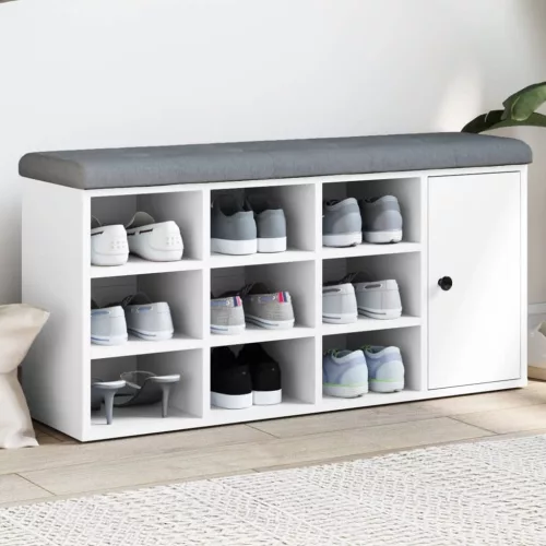 vidaXL fehér szerelt fa cipőtároló pad 102 x 32 x 50 cm