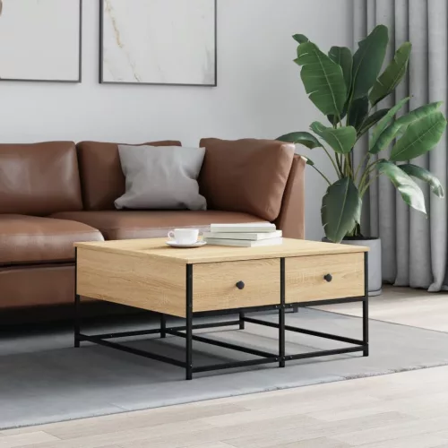 vidaXL sonoma tölgy színű szerelt fa dohányzóasztal 80x80x40 cm