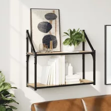   vidaXL 2 szintes sonoma tölgy színű szerelt fa fali polc 60x21x51 cm