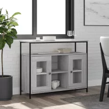  vidaXL szürke sonoma színű szerelt fa tálalószekrény 100 x 35 x 80 cm