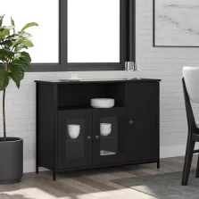 vidaXL fekete szerelt fa tálalószekrény 100 x 35 x 75 cm